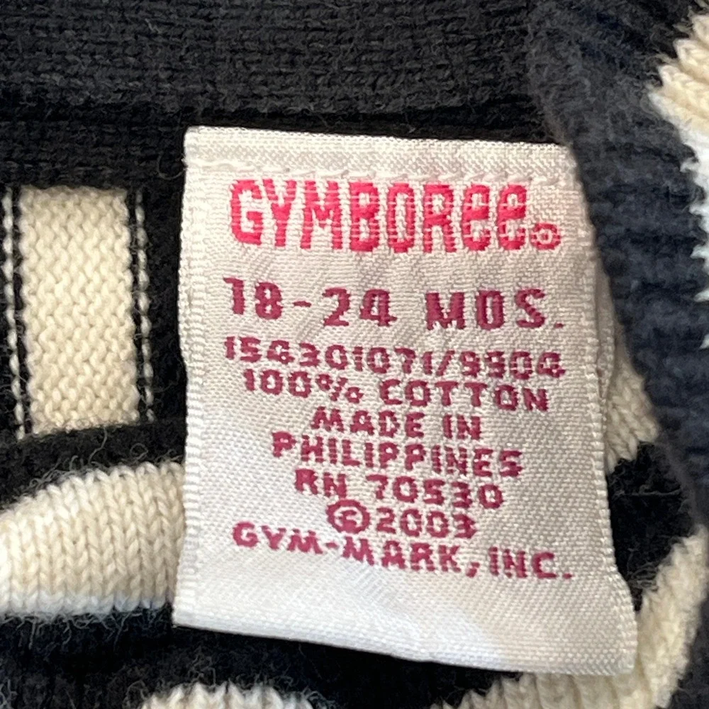 Gymboree‎ Striped Cotton Sweater Dress Toddler Girls 18-24M Black White 2003 Vtg